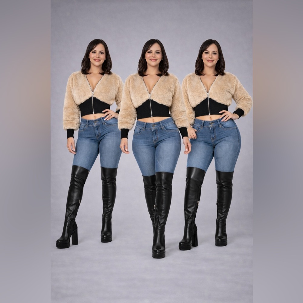 Velvet Fashion Flow Jacket Women's Spliced Wool Short Comfortable Long Sleeve